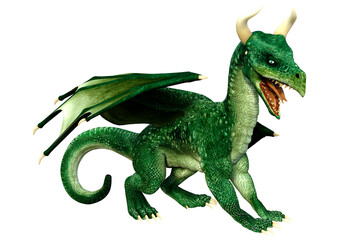Fototapeta premium 3D Rendering Fairy Tale Dragon on White