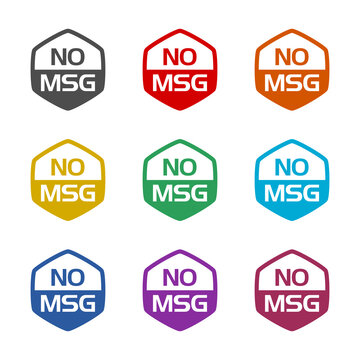 No MSG icon isolated on white background. Set icons colorful