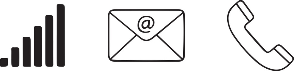 Simple line icons for business communication and statistics