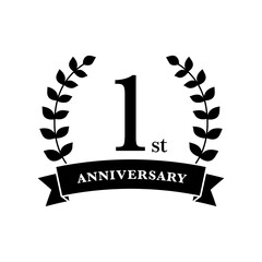 月桂冠とリボン アニバーサリーロゴ モノクロ 1st