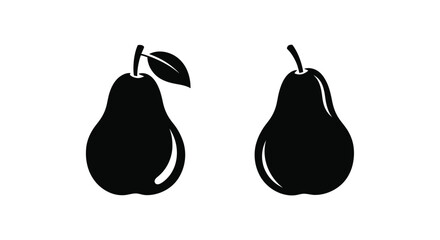 Two pears depicted in a simple dark outline silhouette