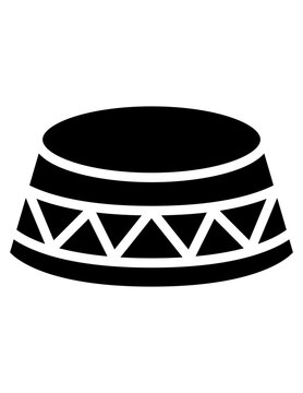 peci cap icon traditional Muslim headwear with geometric pattern, flat vector silhouette isolated on white background.