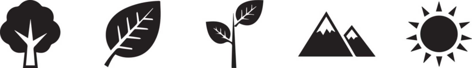 Eco friendly icons for sustainable living and nature conservation