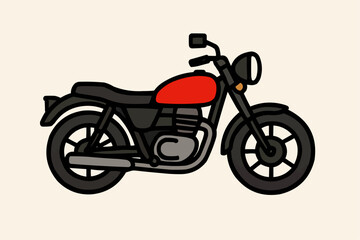 Fototapeta premium Red Motorcycle, Vintage Style, Cafe Racer, Flat Design Vector Illustration for Transportation and Freedom Themes