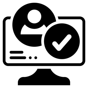 online personal check privacy social network solid glyph icon