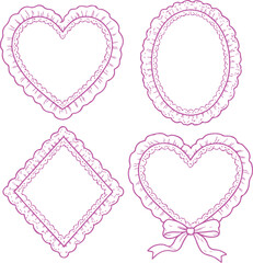 Coquette frames with cloth ruffles set transparent