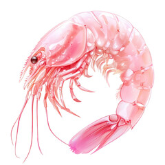 Detailed illustration of a colorful shrimp showcasing intricate features against a clean white background