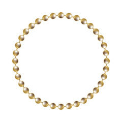 Obraz premium Matte gold beads circle frame. Elegant golden beaded round bracelet or necklace. Luxury decorative element border for invitations, wedding, branding, posters, modern layouts and design templates.
