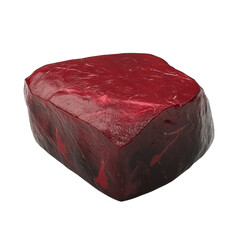 Fresh, raw beef steak cut on a white background showcasing its rich red color and marbled texture