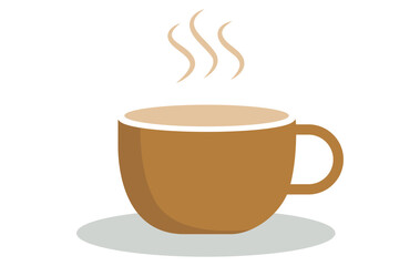 Obraz premium Hot coffee cup with steam vector illustration flat design minimalist art