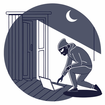 Un voleur de donn&eacute;es vole des informations sur un ordinateur portable la nuit