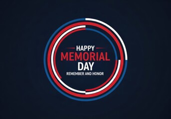 Happy memorial day graphic with concentric circles in red, white, and blue, honoring fallen soldiers