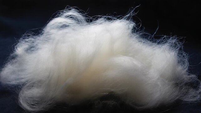 Delicate Cotton Fibers Floating in Air, Close-Up Macro Photography of Natural Raw Material for Textile Industry