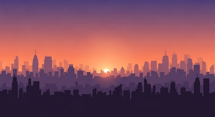 Fototapeta premium Vibrant City Skyline at Sunset