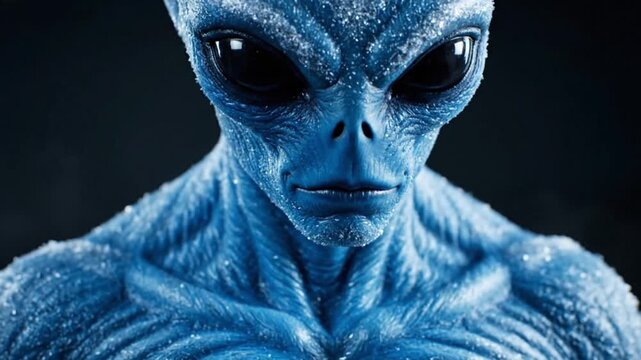 Blue Alien Portrait Close-up Mysterious Extraterrestrial Creature