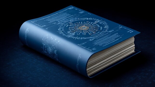 Instruction manual featuring complex blueprints and codices illustrating the implementation of Time-MoE fonts, with a focus on typography and design principles in a dark setting