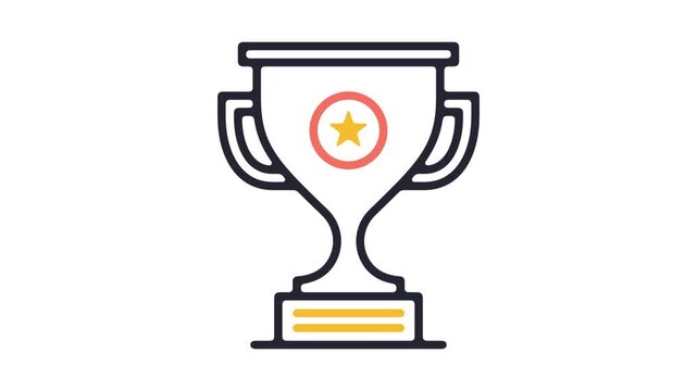 Animated trophy award icon symbolizing achievement success and victory minimal flat motion graphic