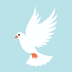 Fototapeta premium White Dove Flying on Light Blue Background