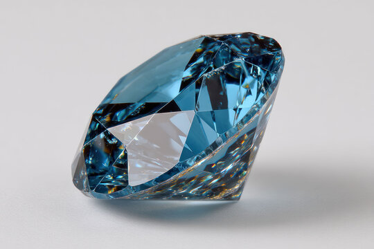 A large, beautiful, expensive blue diamond on a white background with space for an inscription.