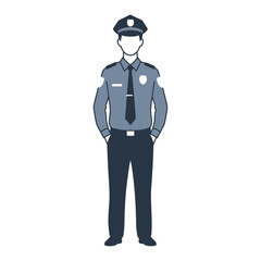 Obraz premium Police Officer Standing Uniformed Security Guard Law Enforcement Officer