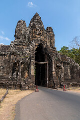 Fototapeta premium Angkor Thom, Siem Reap, Cambodia. The South gate of the ancient capital city