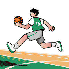 Basketball player sports cartoon illustration