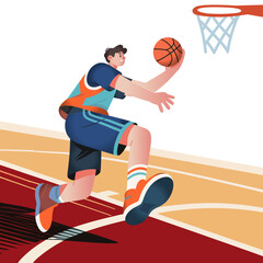 Basketball player sports cartoon illustration