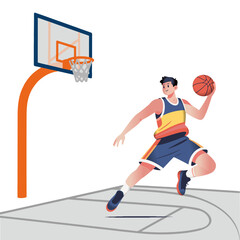 Basketball player sports cartoon illustration