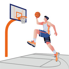 Basketball player sports cartoon illustration