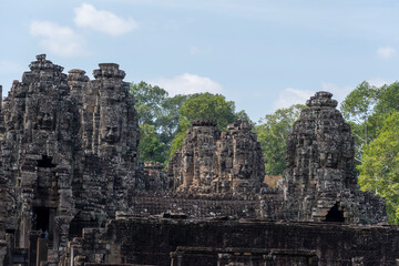 Fototapeta premium Angkor Thom, Siem Reap, Cambodia. The Bayon temple, a major attraction - detail
