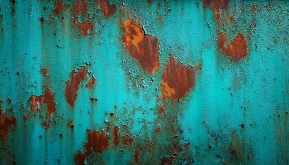 Obraz premium the rusted metal surface with turquoise patina and weathered textured abstract background