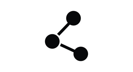 A simple black icon depicts a share symbol with three connected circles on a white background high quality