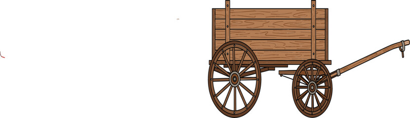 Vintage Wooden Cart Vector Illustration Isolated on White Background for Farm Agriculture Rural Transport and Historical Design Use © Jahangir