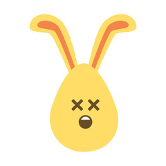 An Easter egg with bright emotions and bunny ears. Easter holiday concept