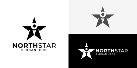 Creative simple northstar logo template. Abstract compass with north star logo design vector illustration. © Hi_std