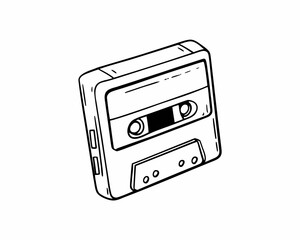 Fototapeta premium Black and white line art illustration of a saxophone musical instrument