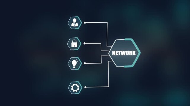 Global digital network infrastructure, secure business communication system, information technology connectivity, data flow innovation.