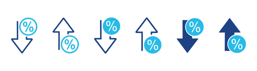 Up and down percent arrows business finance icon vector illustration on transparent background © SunnyScrap