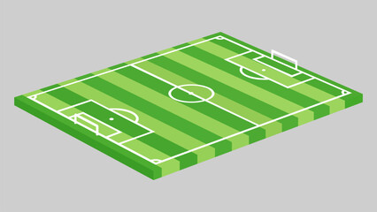 3d isometric green soccer field with white lines on a gray background © Rayhan Studio 
