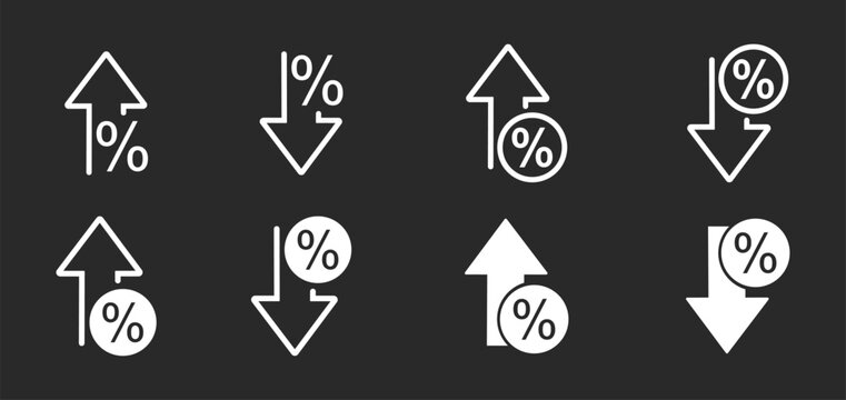 Percent arrows discount and pricing change icon vector illustration