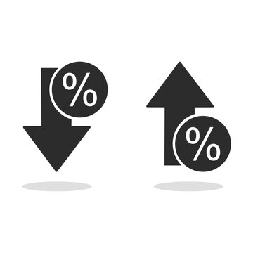 Up and down percent arrows finance icon vector illustration on transparent background
