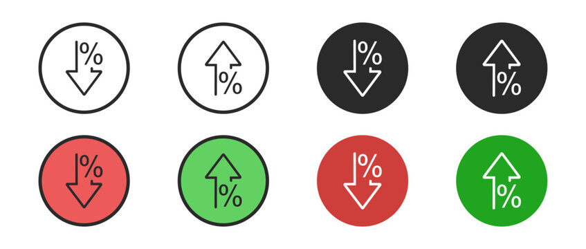 Percent up and down arrows icon set business analytics vector illustration on transparent background