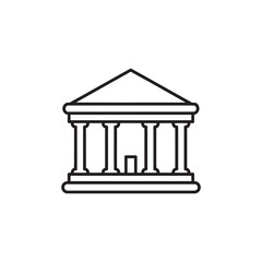 Obraz premium Black and white line of classical building with columns and triangular roof line classical