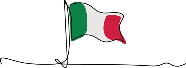 Abstract Monoline Illustration Flagpole and Tricolore
