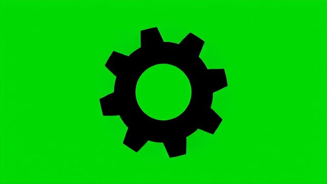 A black gear icon on a green background displayed in a digital graphic