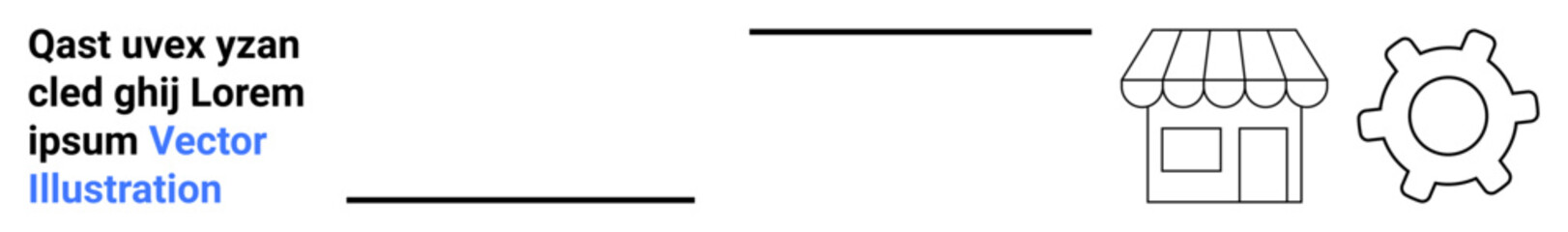 Business processes, e-commerce, integration, productivity, small business, entrepreneurship. A storefront icon and a mechanical gear side by side. Business processes and e-commerce symbolism