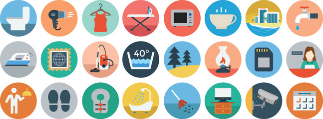 Set of easter eggs vector illustration featuring a flat design icon collection for web buttons and internet sign symbols