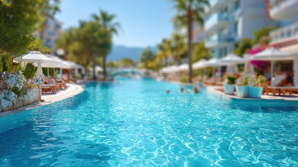 Fototapeta premium Blurred background of resort beach access and pathway.