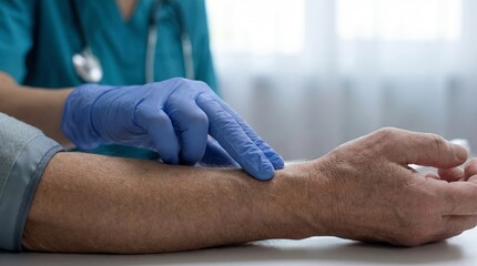 Nipah virus awareness nurse assessing patient in clinical setting health care professional environment close-up perspective