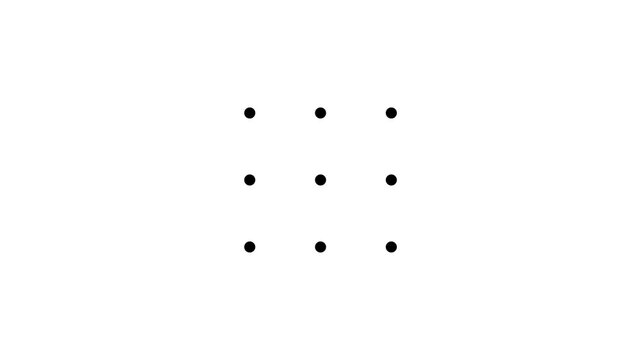 Draw pattern unlock icon animation . The pattern unlock looks like the english letter L. Pattern unlock icon on white background. 4k video